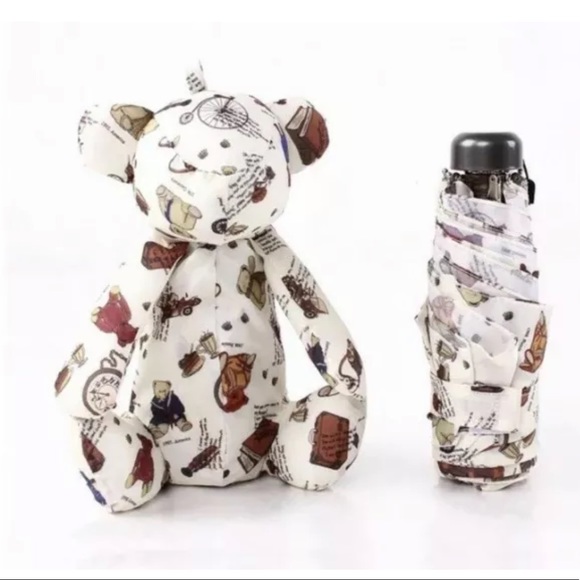 Bear cute mini umbrella pouch keychain compact womens - Picture 2 of 7